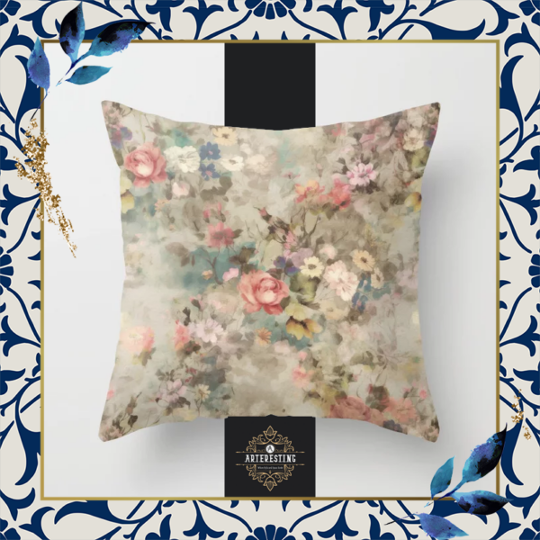 Mid-Century Cottage Blooms Pillow Design