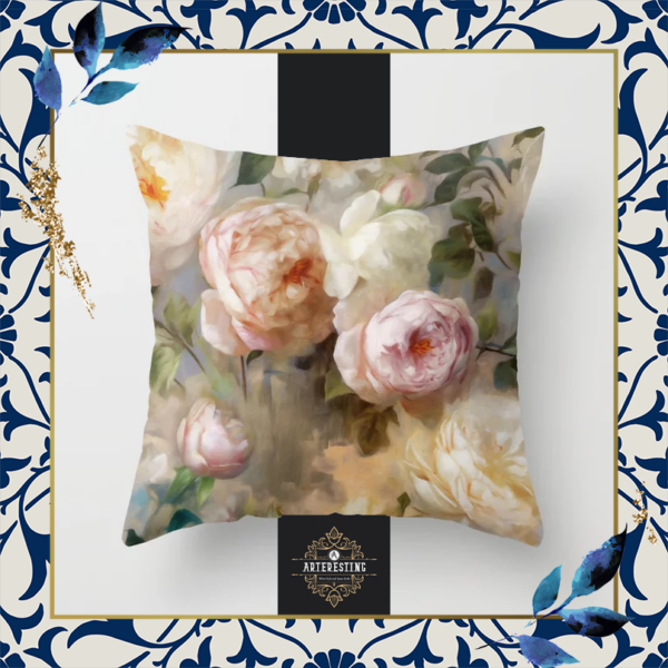 Rustic Vintage Blooms Throw Pillow