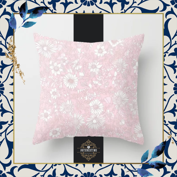 Rustic Mid-Century Blooms Pillow Art