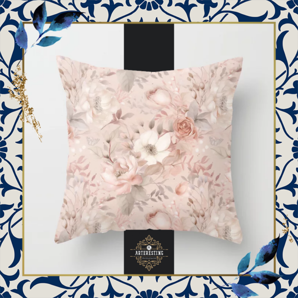 Cottage Vintage Floral Throw Pillow