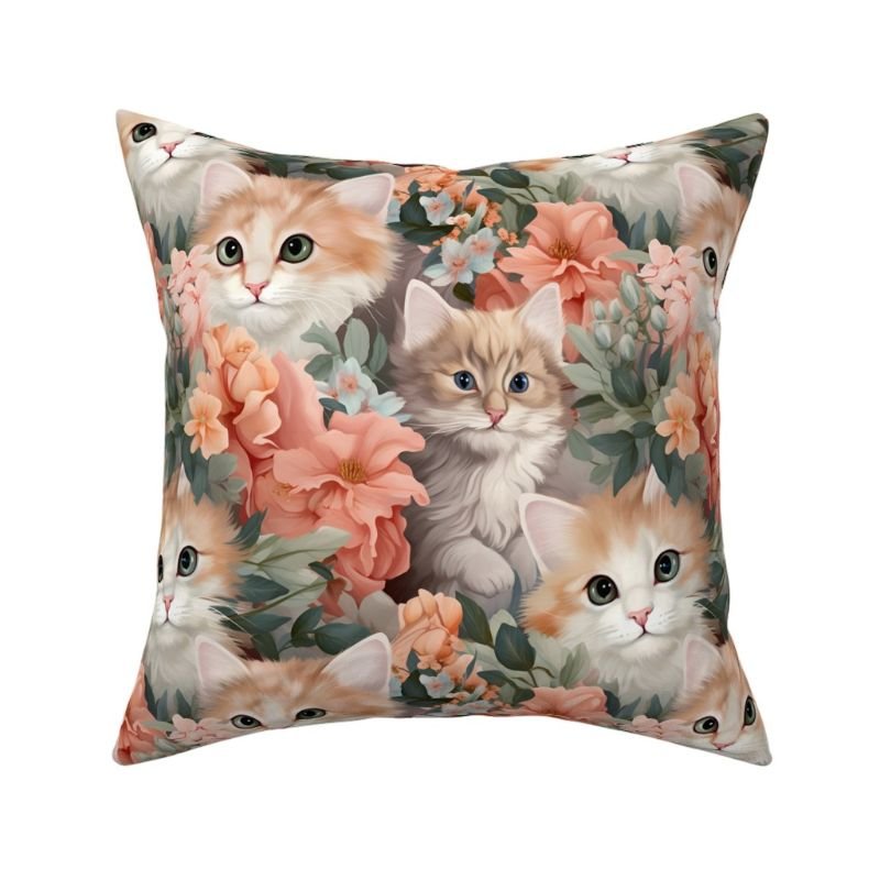 Throw Pillow in Purrfect Dreams Watercolor Kittens