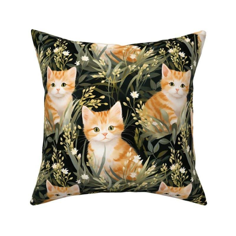 Throw Pillow in Whisker Wonderland Munchkin Kittens