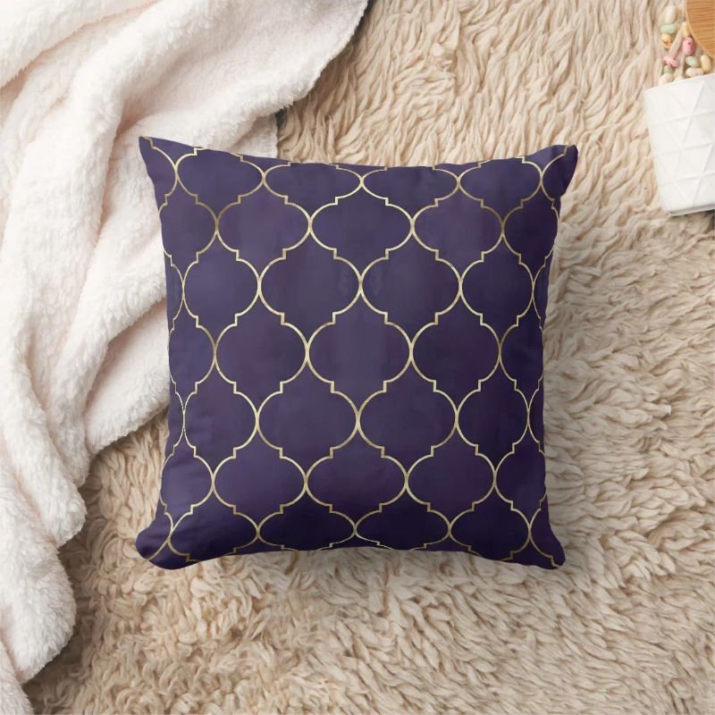 Mystic Violet – Purple Geometric Boho Moroccan Art Throw Pillow