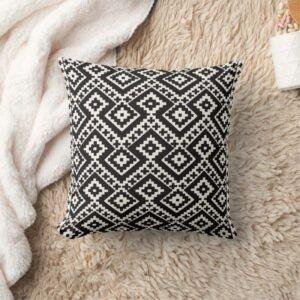 Black White Moroccan Geometry Pillow