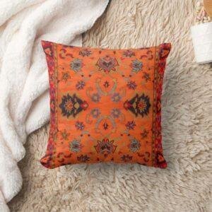 Tribal Orange Boho Pillow