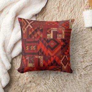 Crimson Geometry Boho Pillow