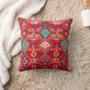 Boho Crimson Mosaic Pillow