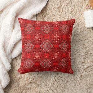 Crimson Mirage Boho Pillow