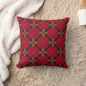 Crimson Dynasty Geometric Pillow