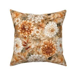 Throw Pillow in Autumn Bloom Fall Floral Pattern Artwork