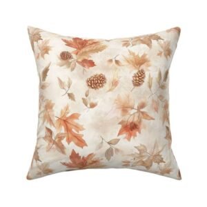Throw Pillow in Golden Whispers Autumn Romance Leaf Pattern