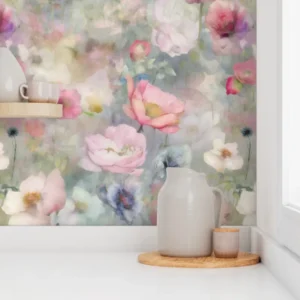 Wallpaper in Spring Radiance Vintage Cottage Watercolor Florals