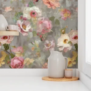 Wallpaper in Blossom Haven Vintage Cottage Watercolor Florals