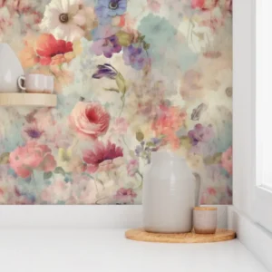 Wallpaper in Autumn Nostalgia Colorful Cottage Floral Art