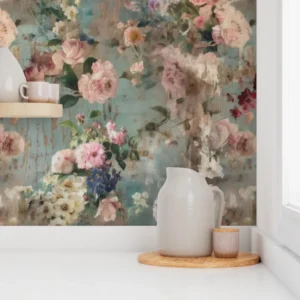 Wallpaper in Nostalgic Blooms Vintage Spring Cottage Farmhouse Art