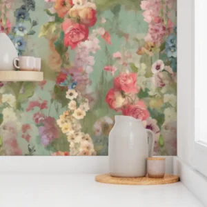 Wallpaper in Spring Bloom Colorful Cottage Farmhouse Floral Patterns