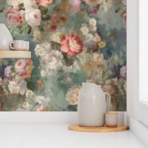 Wallpaper in Spring Revival Vintage Watercolor Cottage Florals
