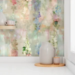 Wallpaper in Classic Blooms Watercolor Cottage Floral Patterns
