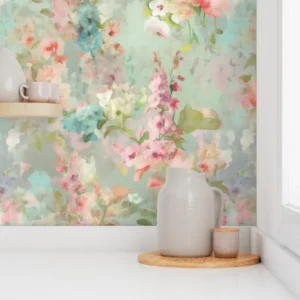 Wallpaper in Timeless Spring Vintage Watercolor Florals