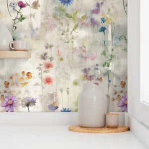 Wallpaper in Charming Blossoms Watercolor Cottage Florals