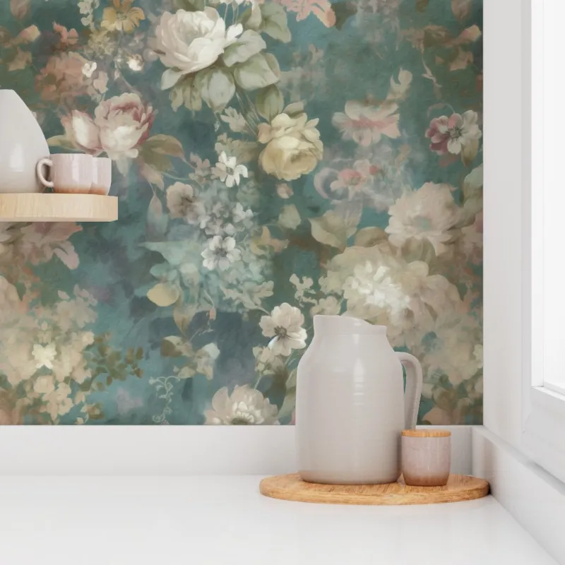 Wallpaper in Verdant Reverie Classic Garden Nostalgia in Dark Green