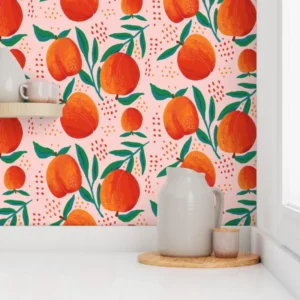 Wallpaper in Peachy Tropics Trendy Watercolor Classic Art