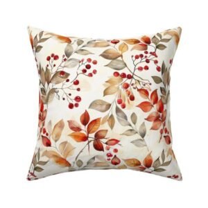 Throw Pillow in Autumn Leaves & Vines