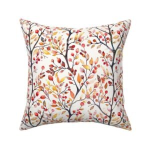 Throw Pillow in Autumn Forest Leaves Pattern