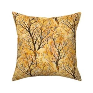Throw Pillow in Autumn Forest Magic Pattern