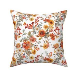 Throw Pillow in Golden Blooms of Autumn