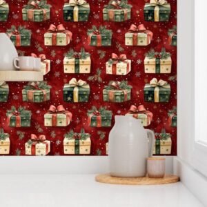 Wallpaper in Rustic Christmas Magic Vintage Box Delight