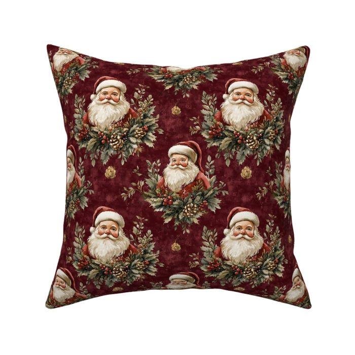 Throw Pillow in Timeless Holiday Charm Vintage Santa Pattern