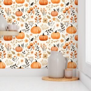 Wallpaper in Boho Autumn Halloween Pumpkin Delight