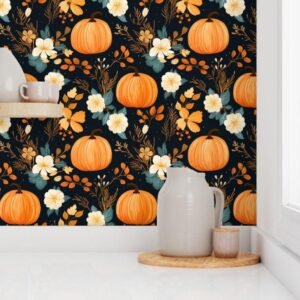 Wallpaper in Autumn Pumpkin Boho Delight