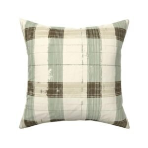 Throw Pillow in Midcentury Tartan Farmhouse Charm