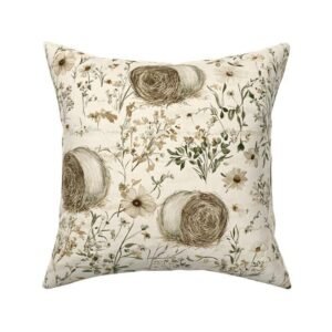 Throw Pillow in Whispers of Olive Leaves and Hay