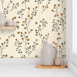 Wallpaper in Vintage Botanicals with Rustic Farmhouse Soul