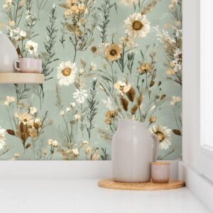 Wallpaper in Whispering Blooms Rustic Boho Cottage Pattern