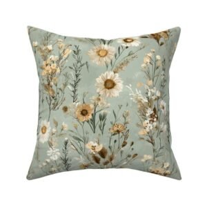 Throw Pillow in Blooming Charm Rustic Cottage Floral Pattern