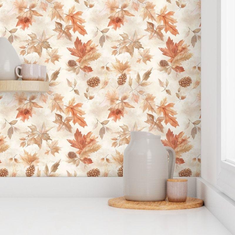 Fabric in Golden Whispers Autumn Romance Leaf Pattern