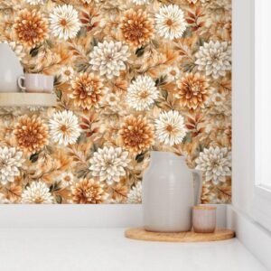 Wallpaper in Autumn Bloom Fall Floral Pattern Artwork