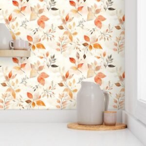Wallpaper in Whispers of Autumn Romantic Golden Leaf Pattern