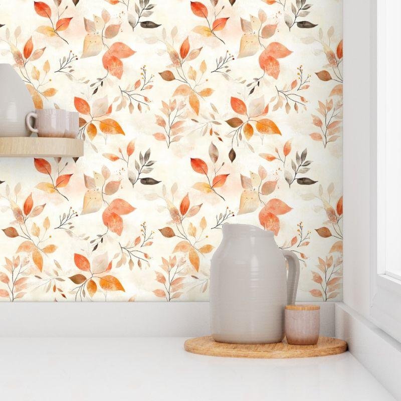 Wallpaper in Whispers of Autumn Romantic Golden Leaf Pattern