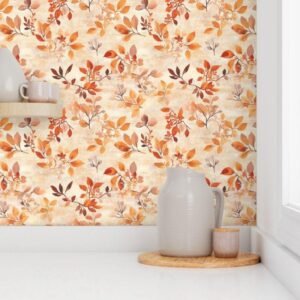 Wallpaper in Golden Romance Autumn Leaves Pattern