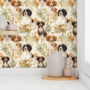 Wallpaper in Joyful Brittany Puppy Watercolor Dreams