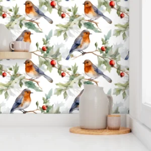 Wallpaper in Cheerful Robin Garden Magic