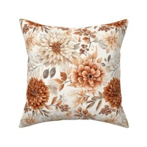 Throw Pillow in Golden Autumn Romance Floral & Leaves Pattern