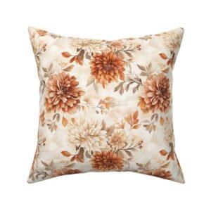 Throw Pillow in Romantic Golden Autumn Floral Pattern