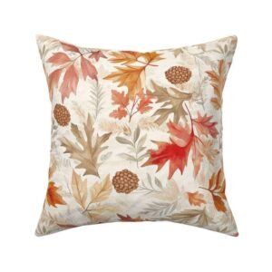 Throw Pillow in Autumn Glow Romantic Golden Leave