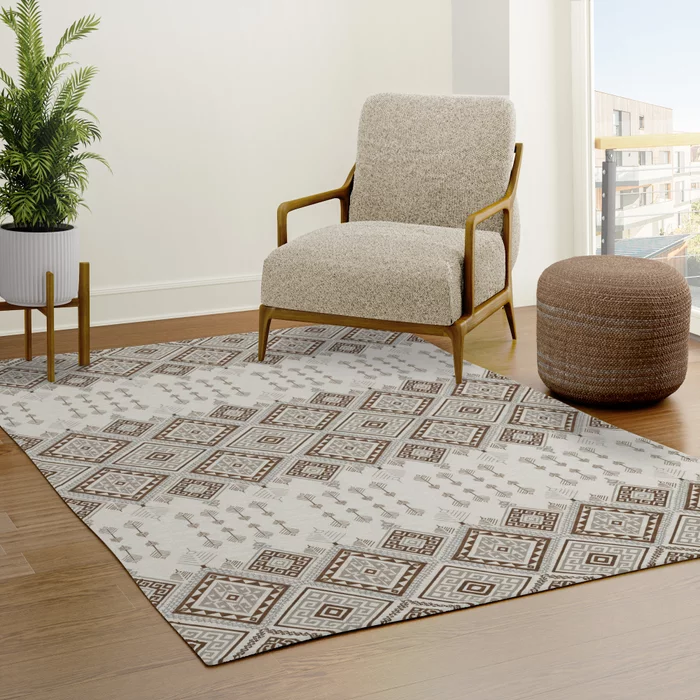 Desert Harmony Brown Moroccan Geometric Tribal Rug